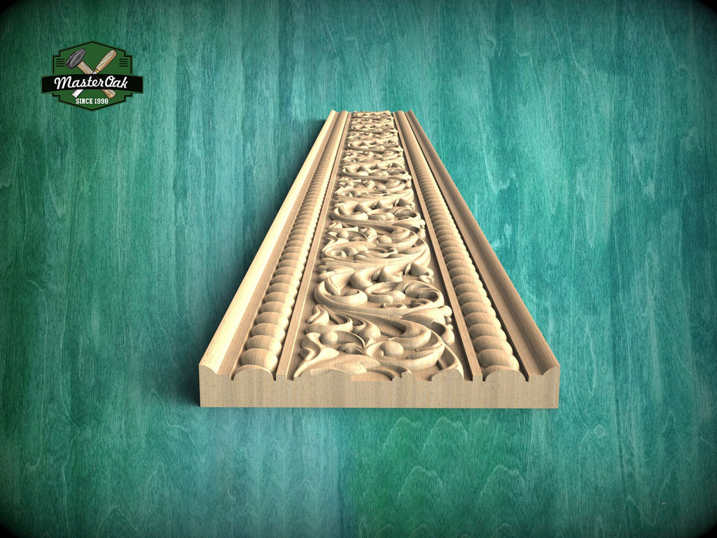 Renaissance Foliate Scroll Molding - Artistic Wood Decor, 40", 1 pc, Unpainted, Unique Architectural Detail, Carved Baguette