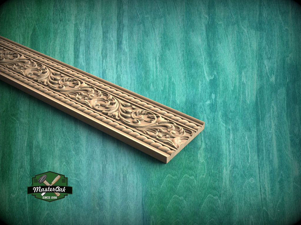 Renaissance Foliate Scroll Molding - Artistic Wood Decor, 40", 1 pc, Unpainted, Unique Architectural Detail, Carved Baguette