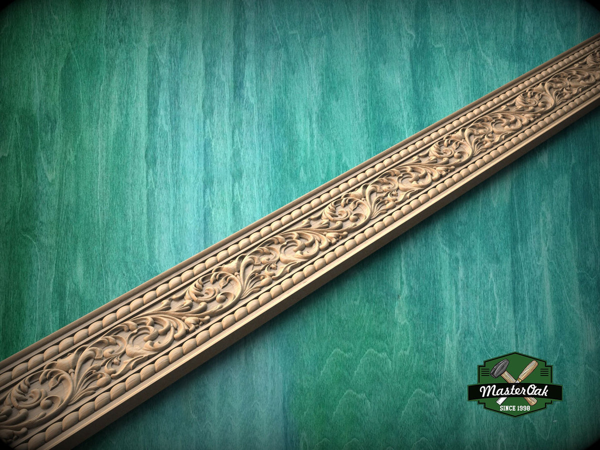 Renaissance Foliate Scroll Molding - Artistic Wood Decor, 40", 1 pc, Unpainted, Unique Architectural Detail, Carved Baguette