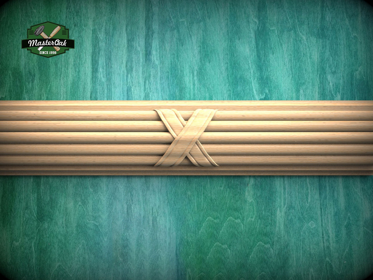Customizable Reed & Ribbon Wood Molding - Classic Elegance, 40" Versatile Wood Trim, 1 pc, Unpainted, Carved Baguette