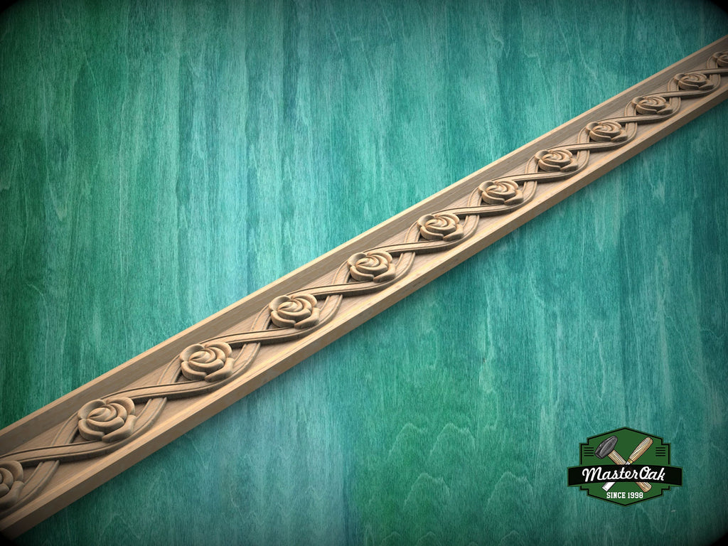 Celtic Rose Knot Wood Molding –  Symbolic Heritage Accent,  40" Intricate Celtic Knot, 1 pc, Unpainted, Baguette