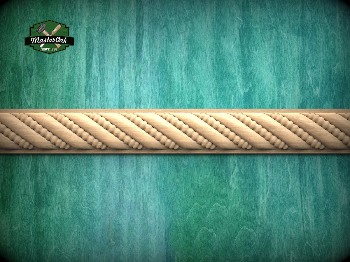 Classic Twisted Rope Wooden Moulding – Decorative Frieze Element,  40" Textured Moulding, 1 pc, Unpainted, Decorative Moulding Trim