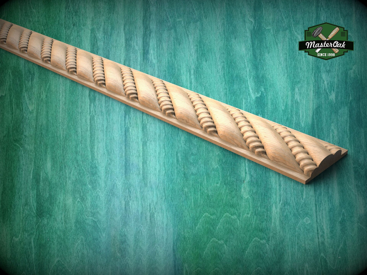 Classic Twisted Rope Wooden Moulding – Decorative Frieze Element,  40" Textured Moulding, 1 pc, Unpainted, Decorative Moulding Trim