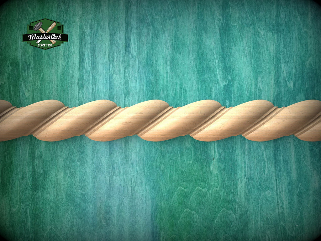 Spiral Carved Wooden Moulding – Classical Design Accen, 40" Elegant Wood Detail, 1 pc, Unpainted, Carved Baguette, Twisted Rope Wood Molding