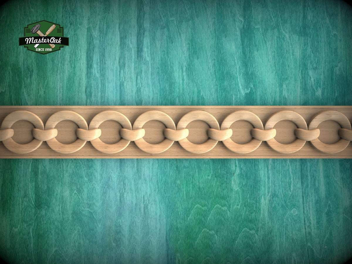 Continuous Ring Chain Moulding - Modern and Traditional Decor , 40" Classic & Modern Decor, 1 pc, Unpainted, Wood Carved Baguette
