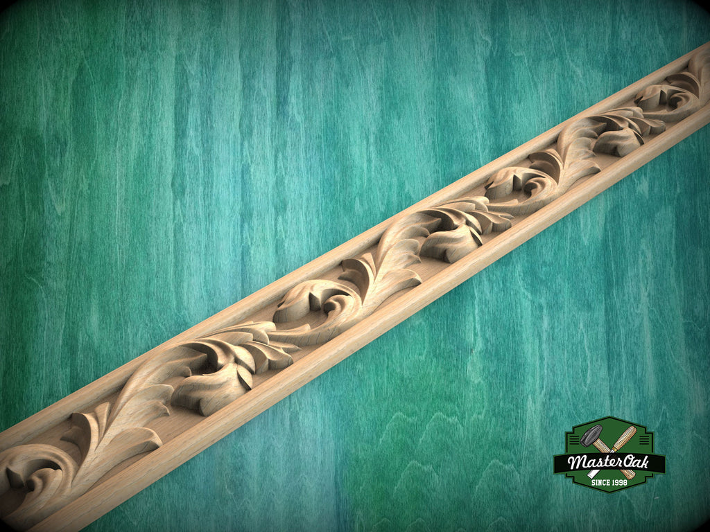 Flowing Line of Acanthus Foliage – Renaissance Acanthus Leaf Moulding, 40", 1 pc, Unpainted,  Wooden Baguette, Furniture Moulding