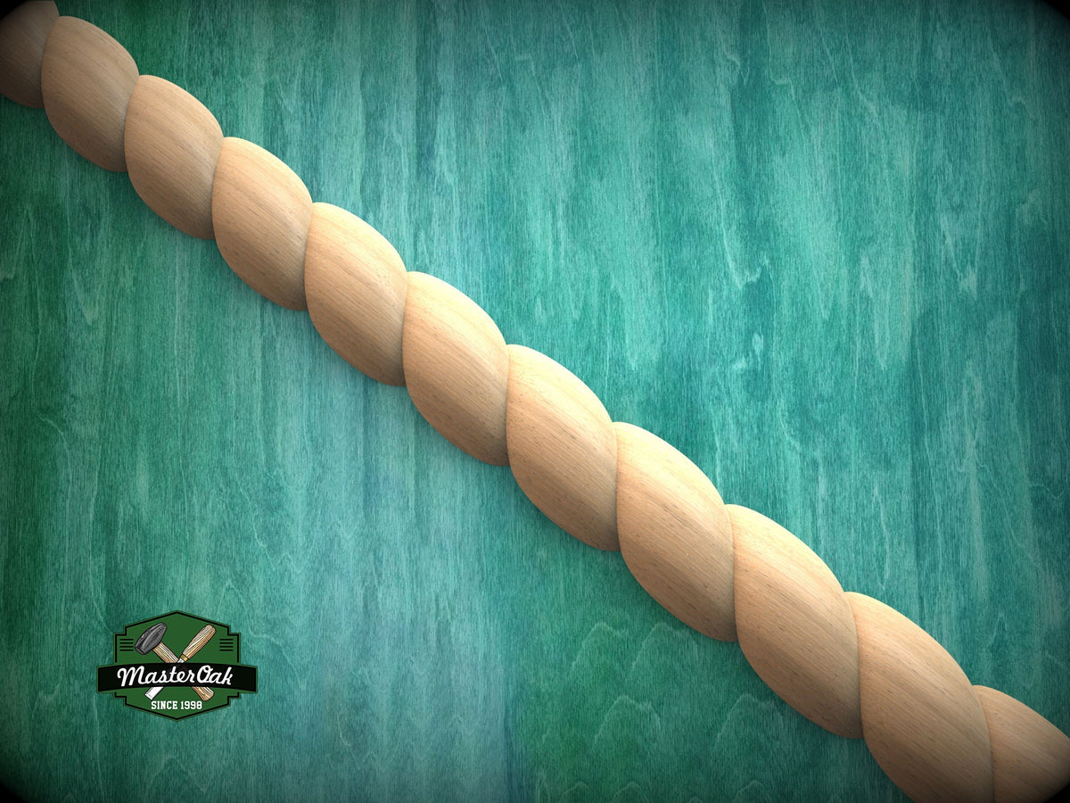Half Round Rope Twist Moulding - Subtle Elegance, 40" Elegant Wood Detail, 1 pc, Unpainted, Carved Baguette, Twisted Rope Wood Molding