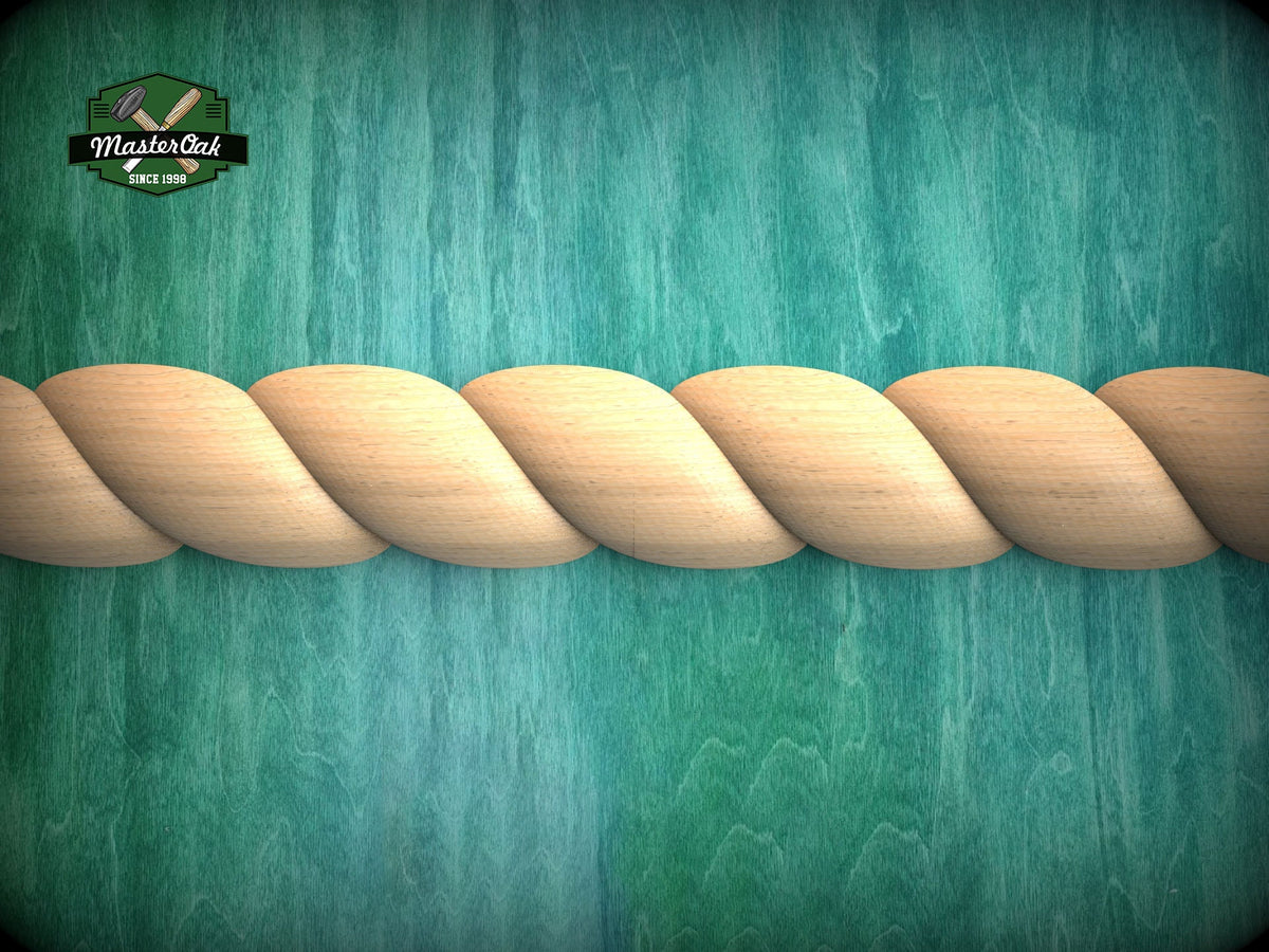 Half Round Rope Twist Moulding - Subtle Elegance, 40" Elegant Wood Detail, 1 pc, Unpainted, Carved Baguette, Twisted Rope Wood Molding