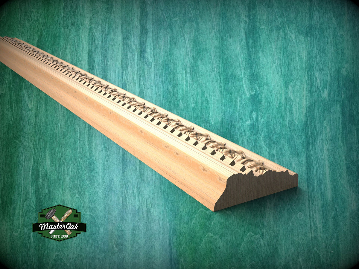 Timeless Acanthus Leaf Molding with Contemporary Blocks - Stylish Decor Accent, 40" Elegant Wood Detail, 1 pc, Unpainted, Carved Baguette