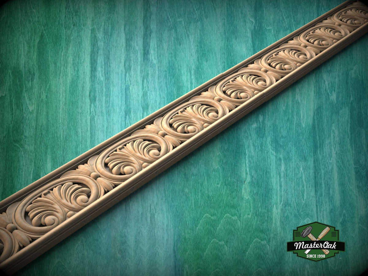 Greek Revival Wood Trim – Classical Acanthus Leaf Carved Moulding, 40" Ornate molding panel, Carved wooden Baguette, wood trim for interiors