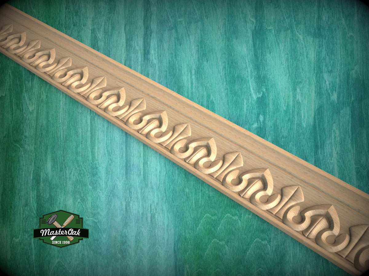 Flame Spearhead Moulding - Dynamic Wood Carving, 40" Elegant Wood Detail, 1 pc, Unpainted, Carved Baguette,  Symbol of Energy and Ambition