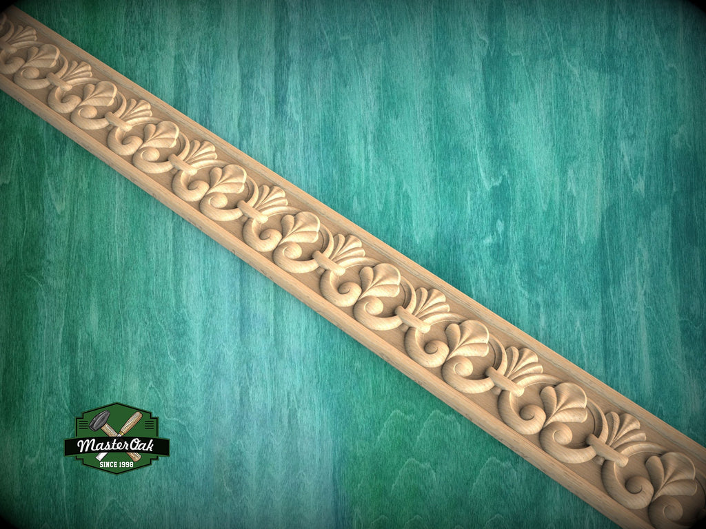 Elegant Leaf Scroll Molding - Classic Fleur-de-Lis Design,  40" Decorative wooden moulding for cornices and friezes, 1 pc, Unpainted