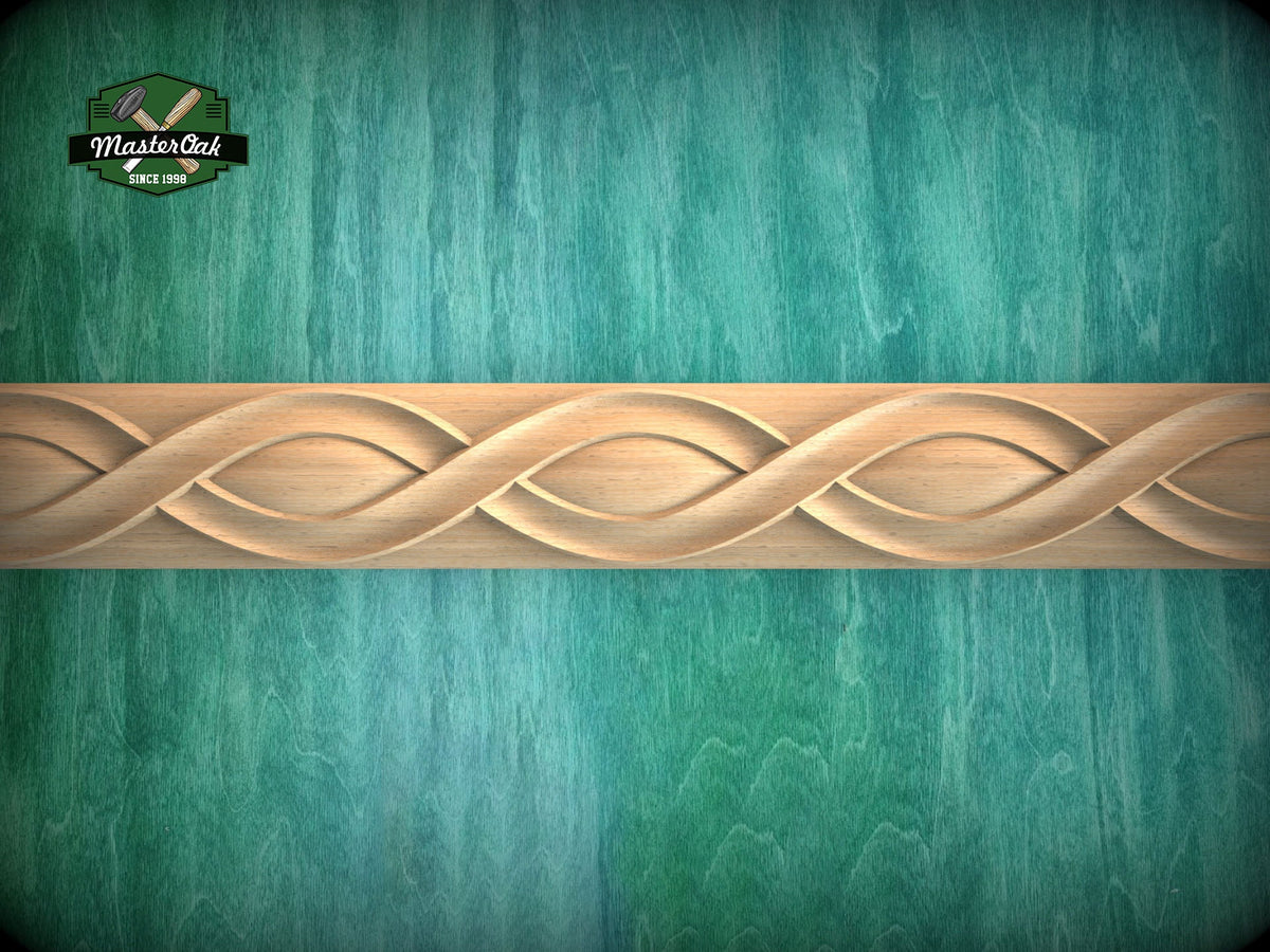 Scandinavian Inspired Continuous Loop Molding, 40" Elegant Wood Detail, 1 pc, Unpainted, Carved Baguette
