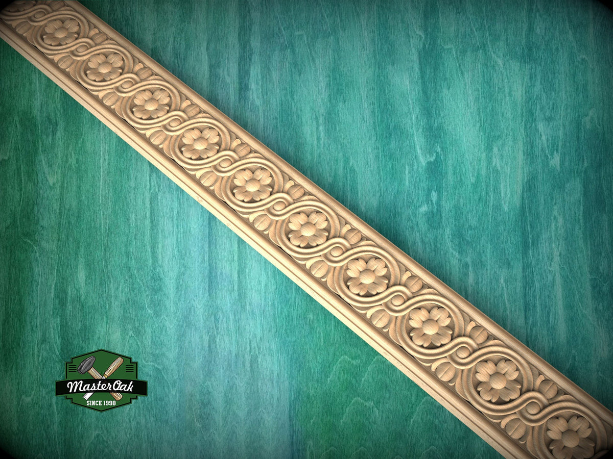 Floral Ogee Garland Moulding – Artistic Wood Detail,  40" , 1 pc, Unpainted, Decorative Moulding Trim, Furniture Moulding