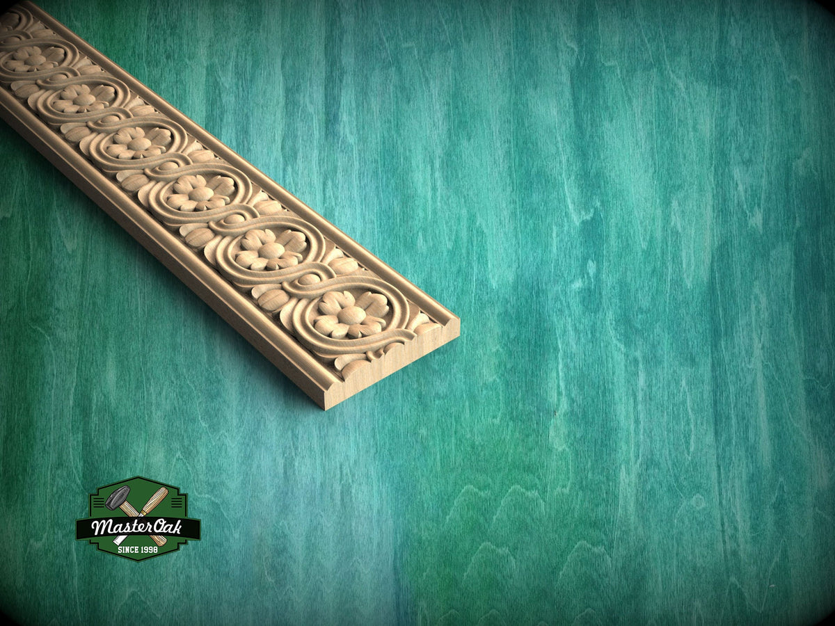 Floral Ogee Garland Moulding – Artistic Wood Detail,  40" , 1 pc, Unpainted, Decorative Moulding Trim, Furniture Moulding