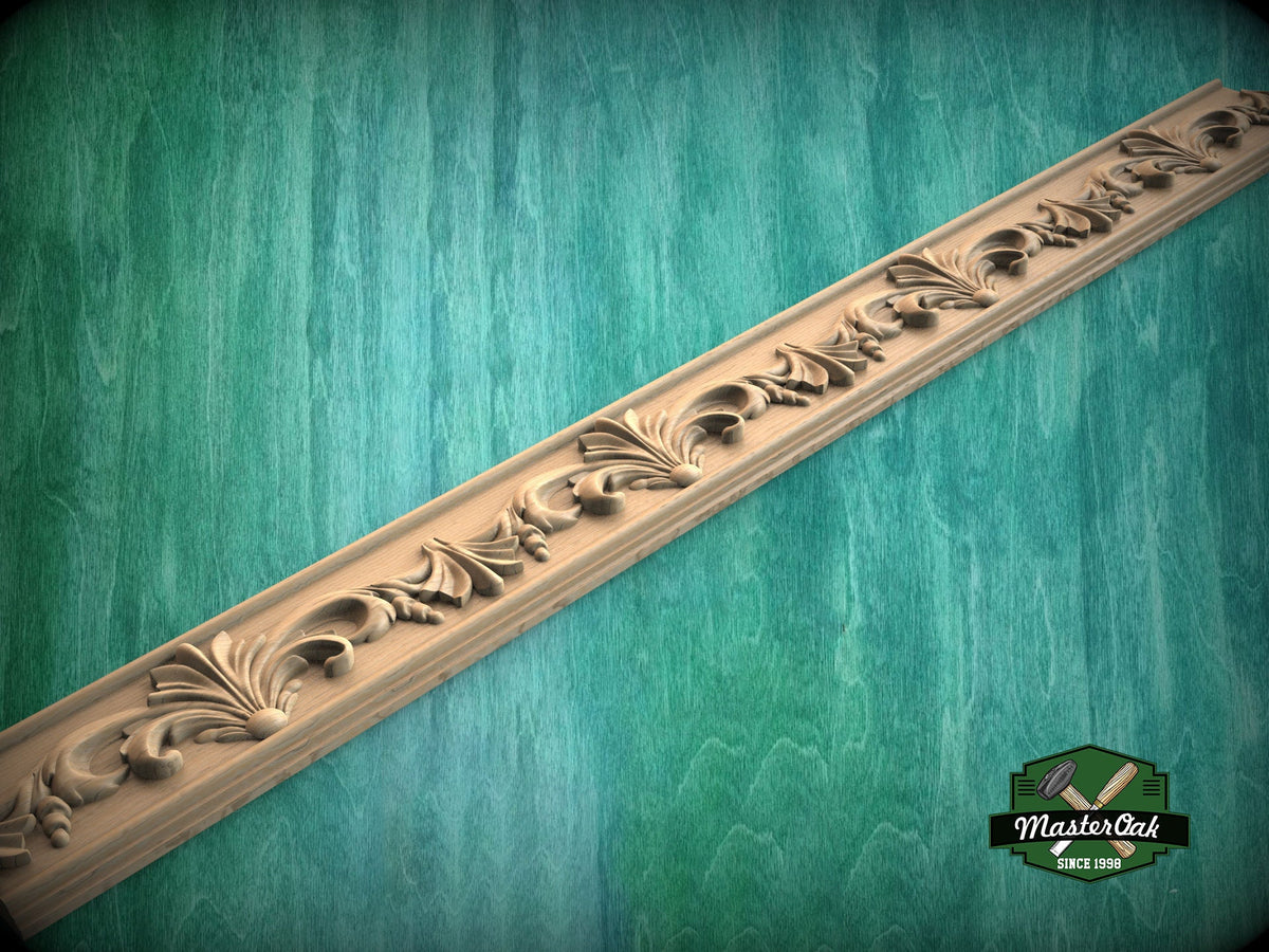 Classic Leaf Swirl Molding - Historical Acanthus Trim, 40", 1 pc, Unpainted, Unique Architectural Detail, Carved Baguette