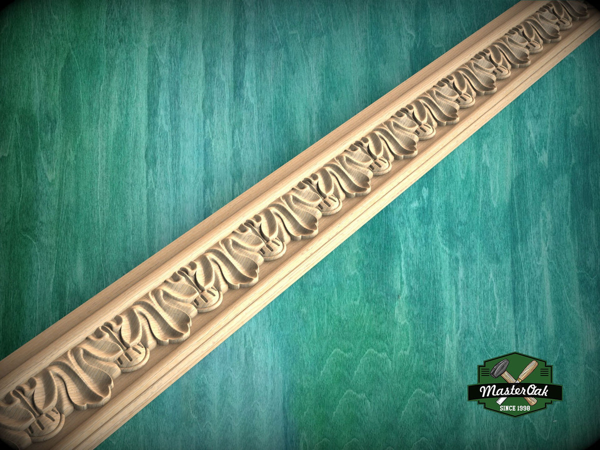 Classic Acanthus Rhythm Moulding - Greek Revival, 40" Elegant Wood Detail, 1 pc, Unpainted, Carved Baguette