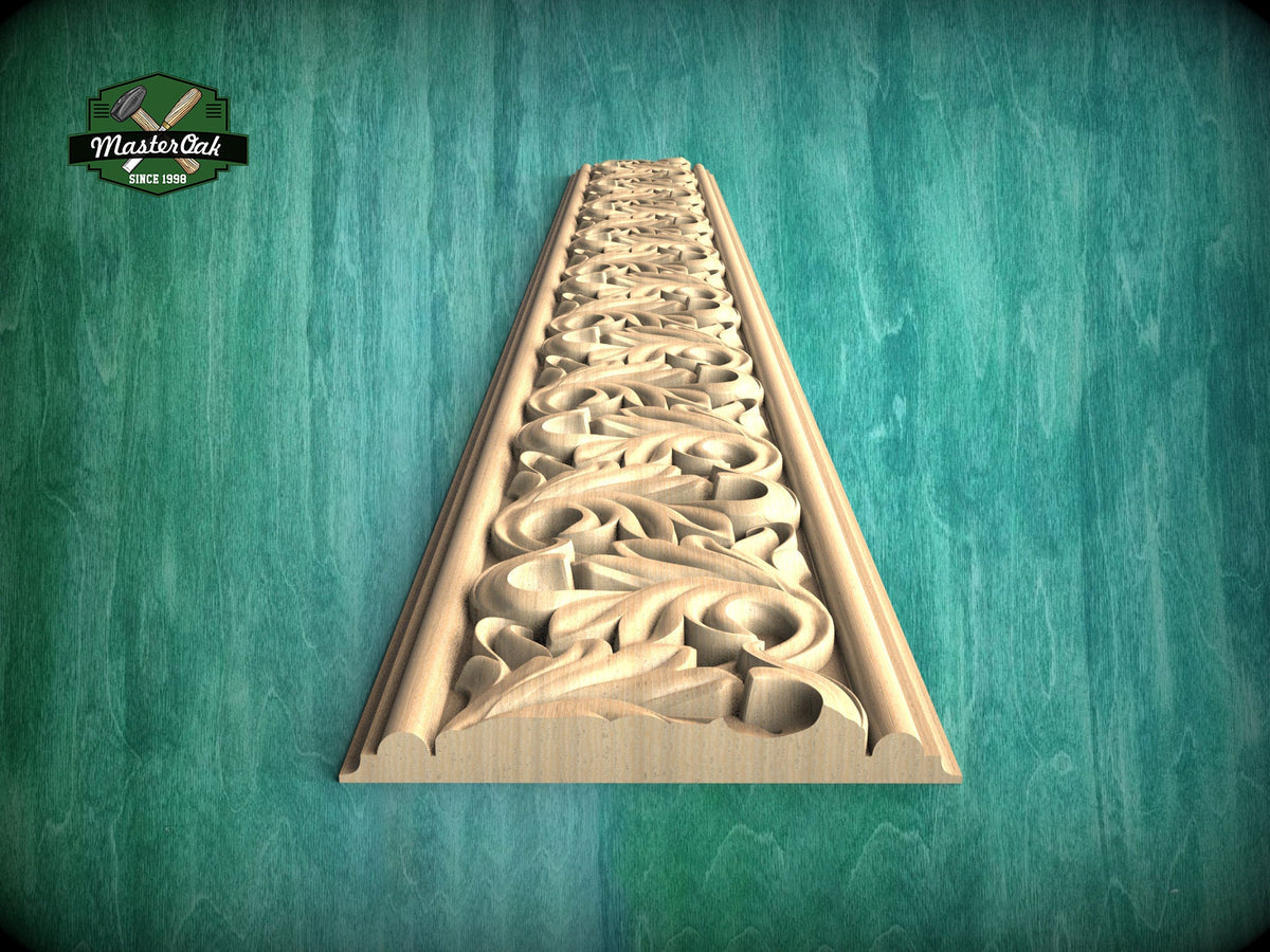 Elegant Leaf Waltz Wood Moulding - Artistic Carved Detail for Rustic and Classic Decor,  40" Ornate molding panel, Carved wooden Baguette