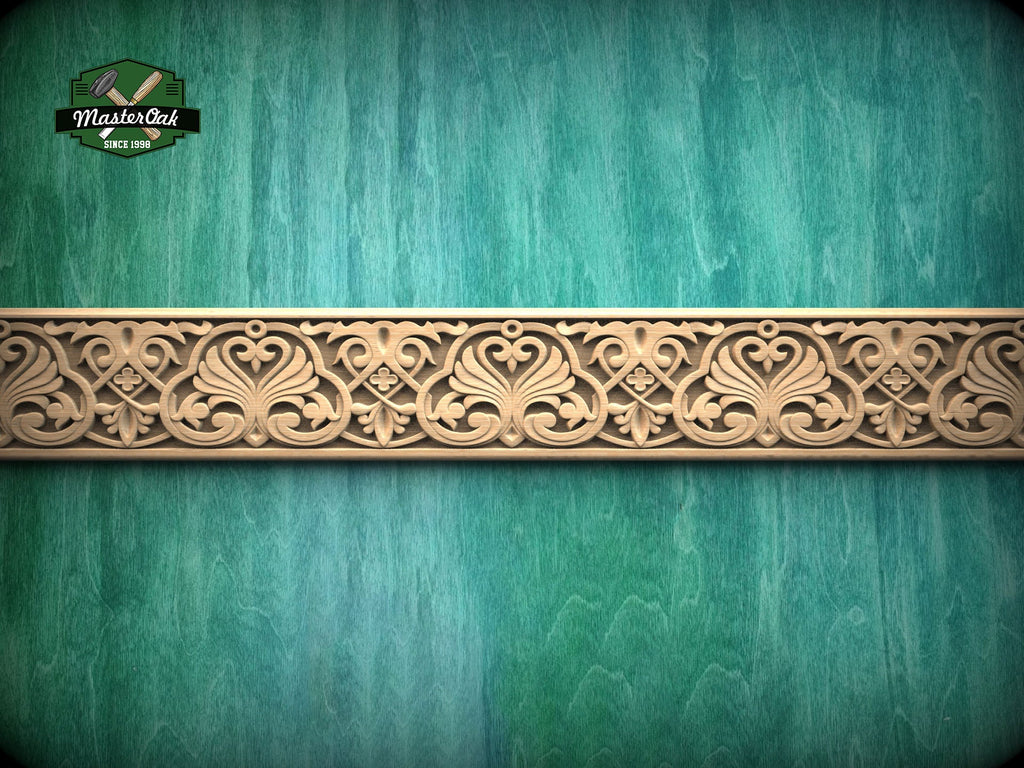 Baroque Heart Scroll Wood Molding – Classic Ornate Carved Design,  40", 1 pc, Unpainted, Baguette