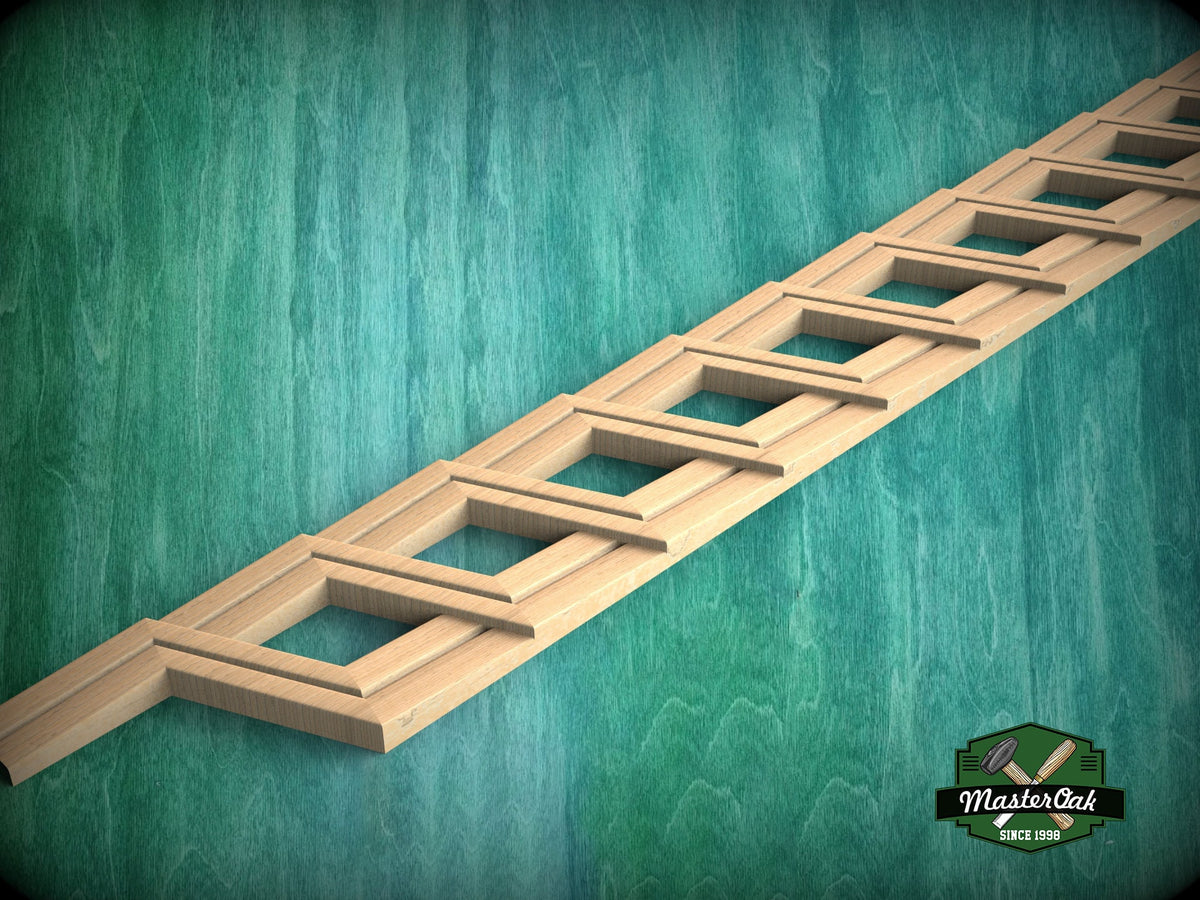 Modern Wooden Molding - Geometric Minimalism for Interiors, 40" Natural Wood Molding with Geometric Shapes, 1 pc, Unpainted, Carved Baguette