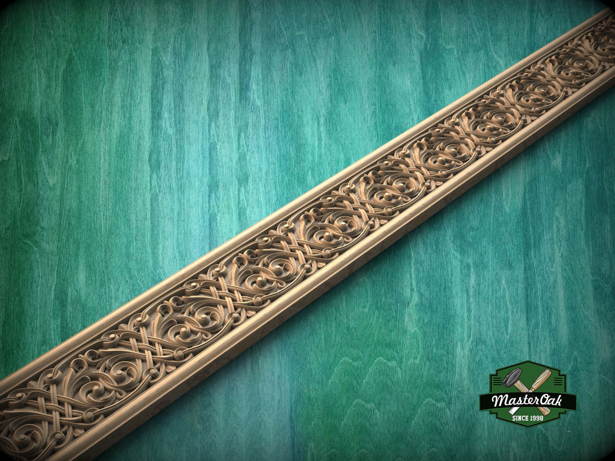 Intricate Celtic Knot Wood Moulding –  Wood Carved Design,  40", 1 pc, Unpainted, Baguette
