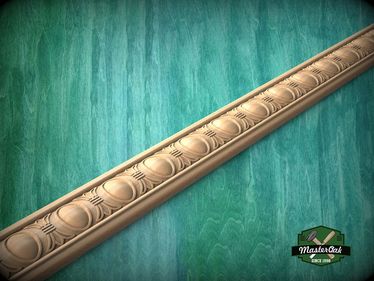 Victorian Lily Medallion Molding - Classical Elegance in Carved Wood, 40" Traditional Decorative Woodwork, Carved wooden Baguette