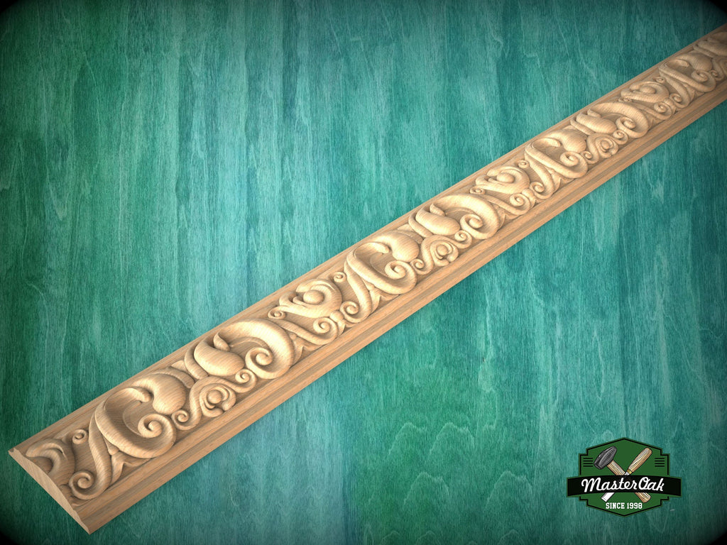 Opulent Scrolls and Waves - Baroque Style Carved Wood Molding, 40" Elegant Wood Detail, 1 pc, Unpainted, Carved Baguette