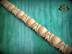 Traditional Flower and Egg Pattern Wood Moulding - Classic Decor, 40" Versatile Wood Trim, 1 pc, Unpainted, Carved Baguette