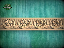Load image into Gallery viewer, Wooden Moulding with Botanical Motif - Classic Rococo Flourish Style , 40&quot; Classic &amp; Modern Decor, 1 pc, Unpainted, Wood Carved Baguette
