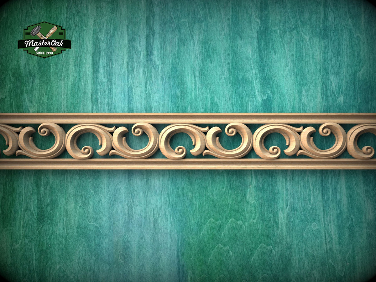 Eternal Scroll Carved Wood Molding - Sophisticated Decor Accent, 40", 1 pc, Unpainted, Unique Architectural Detail, Carved Baguette