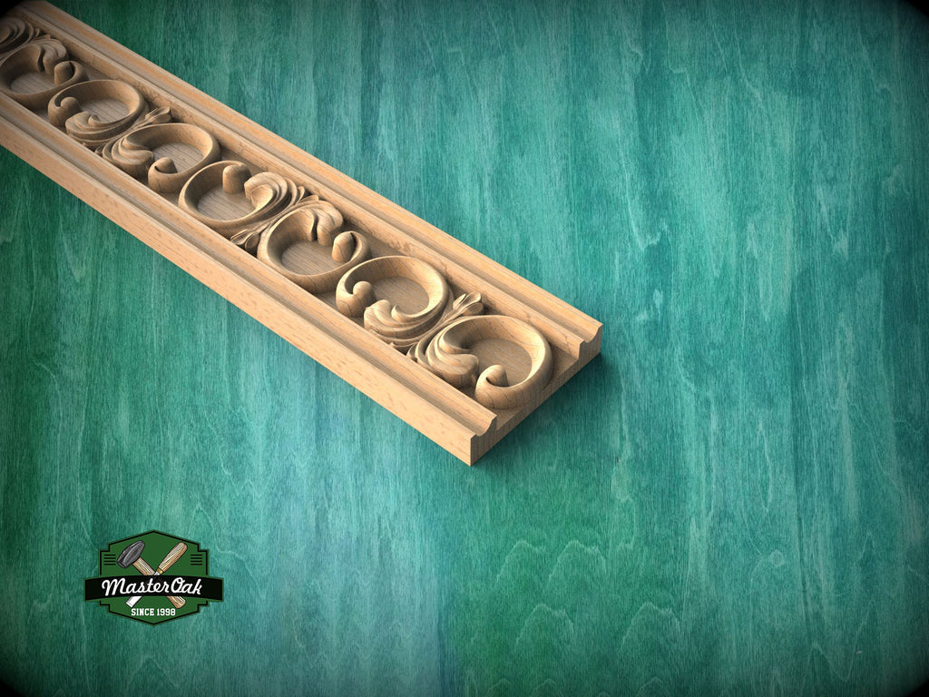 Acanthus Scroll Elegance Molding - Regal Acanthus Cascade, 40", 1 pc, Unpainted, Unique Architectural Detail, Carved Baguette