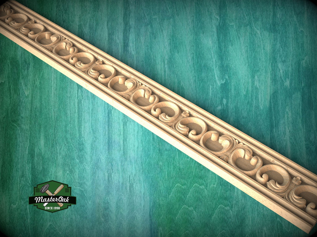 Acanthus Scroll Elegance Molding - Regal Acanthus Cascade, 40", 1 pc, Unpainted, Unique Architectural Detail, Carved Baguette