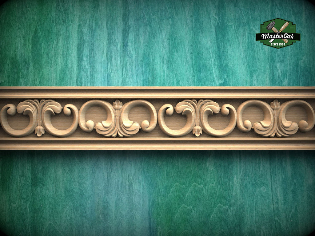 Acanthus Scroll Elegance Molding - Regal Acanthus Cascade, 40", 1 pc, Unpainted, Unique Architectural Detail, Carved Baguette