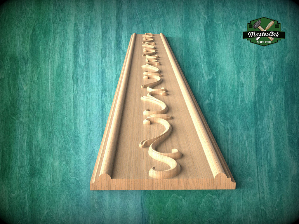 Wood Carved Moulding - Elegance of the Breeze , 40", 1 pc, Unpainted, Unique Architectural Detail, Carved Baguette