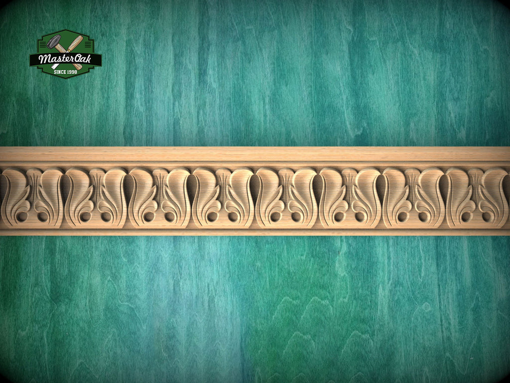 Refined Swirl Pattern Moulding - Artisanal Craftsmanship, 40" Timeless Scrollwork Detail, 1 pc, Unpainted, Carved Baguette
