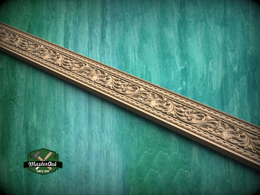 Renaissance Foliate Scroll Molding - Artistic Wood Decor, 40", 1 pc, Unpainted, Unique Architectural Detail, Carved Baguette