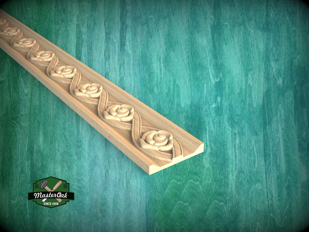 Celtic Rose Knot Wood Molding –  Symbolic Heritage Accent,  40" Intricate Celtic Knot, 1 pc, Unpainted, Baguette