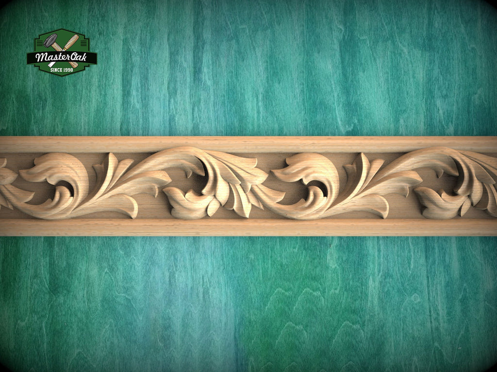 Flowing Line of Acanthus Foliage – Renaissance Acanthus Leaf Moulding, 40", 1 pc, Unpainted,  Wooden Baguette, Furniture Moulding