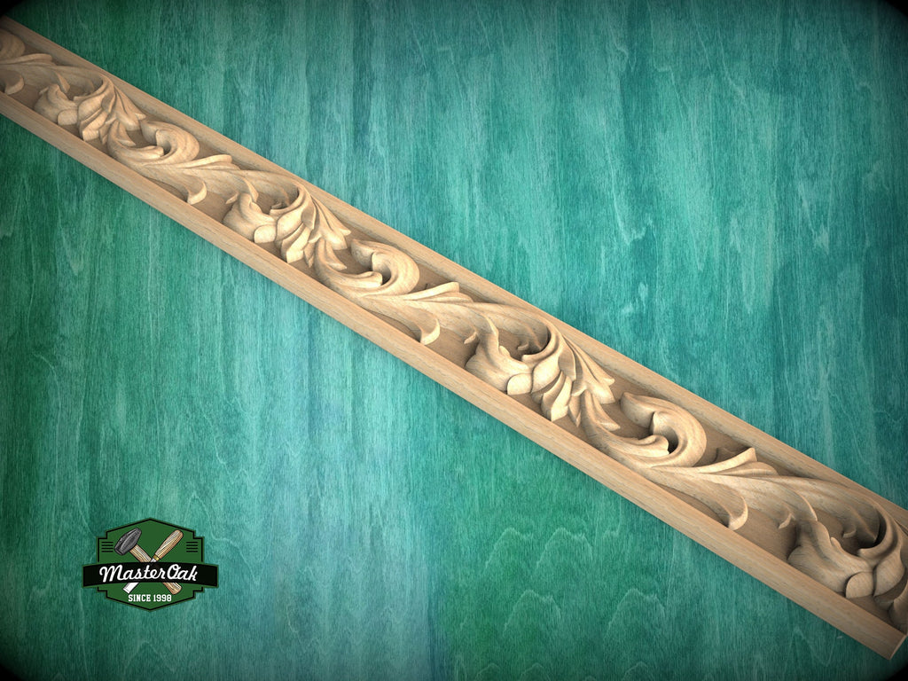 Flowing Line of Acanthus Foliage – Renaissance Acanthus Leaf Moulding, 40", 1 pc, Unpainted,  Wooden Baguette, Furniture Moulding