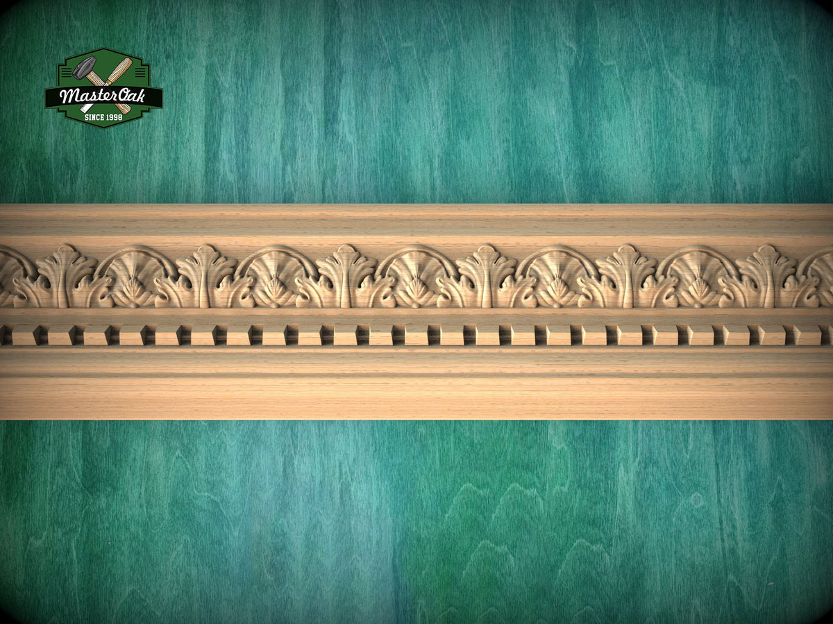 Timeless Acanthus Leaf Molding with Contemporary Blocks - Stylish Decor Accent, 40" Elegant Wood Detail, 1 pc, Unpainted, Carved Baguette