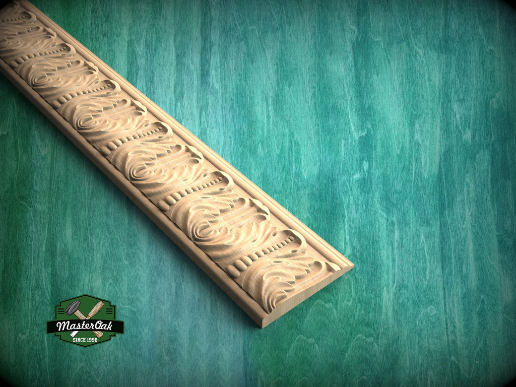 Beaded Acanthus Leaf Wood Molding - Rich Textured Detail, 40" , 1 pc, Unpainted, Dynamic Foliate Wood Baguette