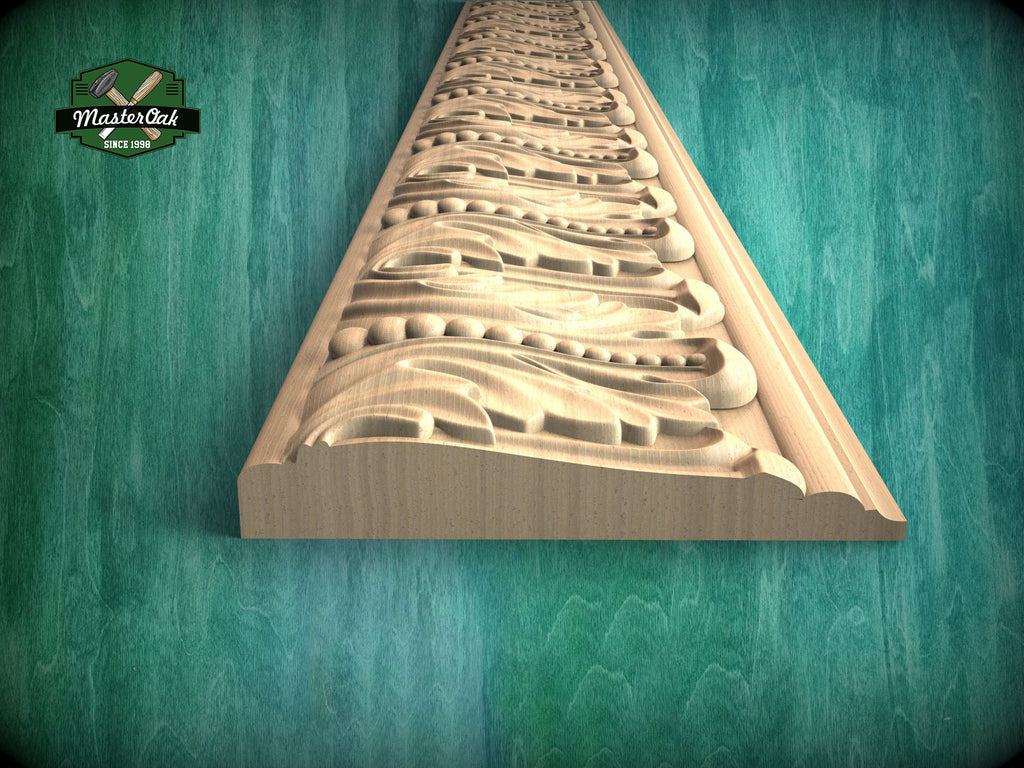 Beaded Acanthus Leaf Wood Molding - Rich Textured Detail, 40" , 1 pc, Unpainted, Dynamic Foliate Wood Baguette