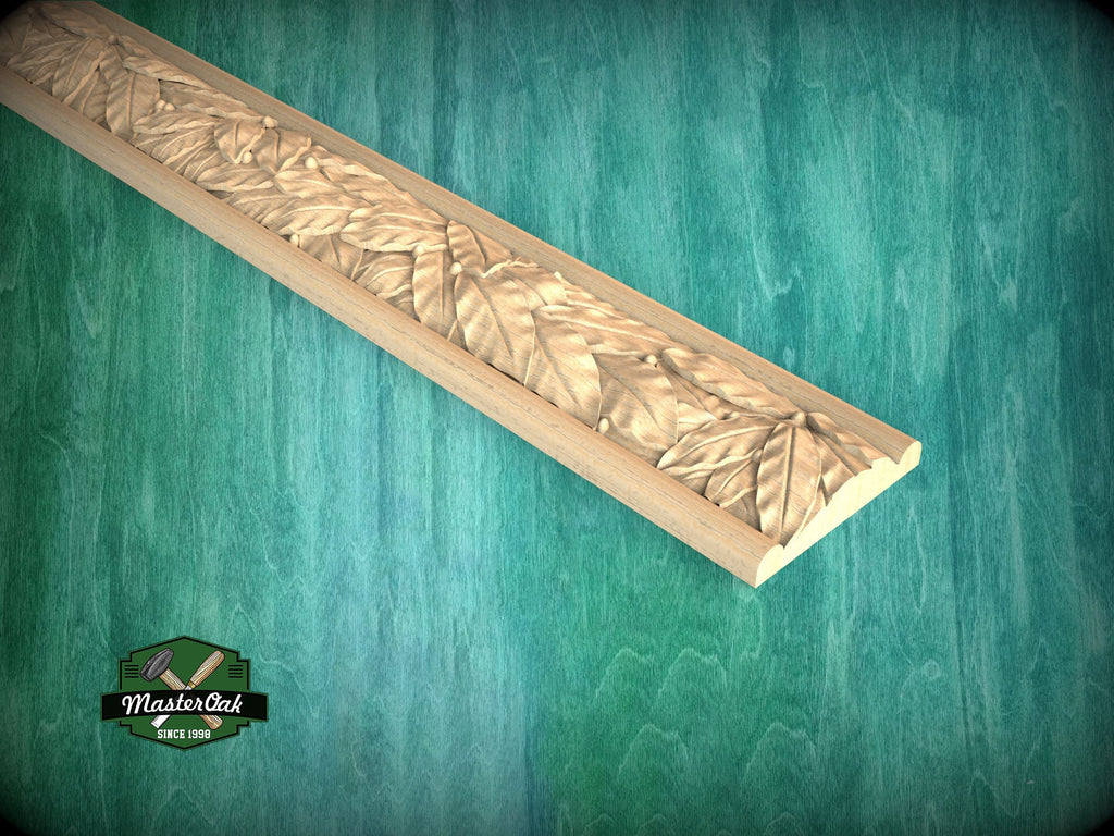 Lush Laurel Leaf Garland Molding - Elegant Natural Decor, 40" Symbolic Architectural Detail, 1 pc, Unpainted, Carved Baguette