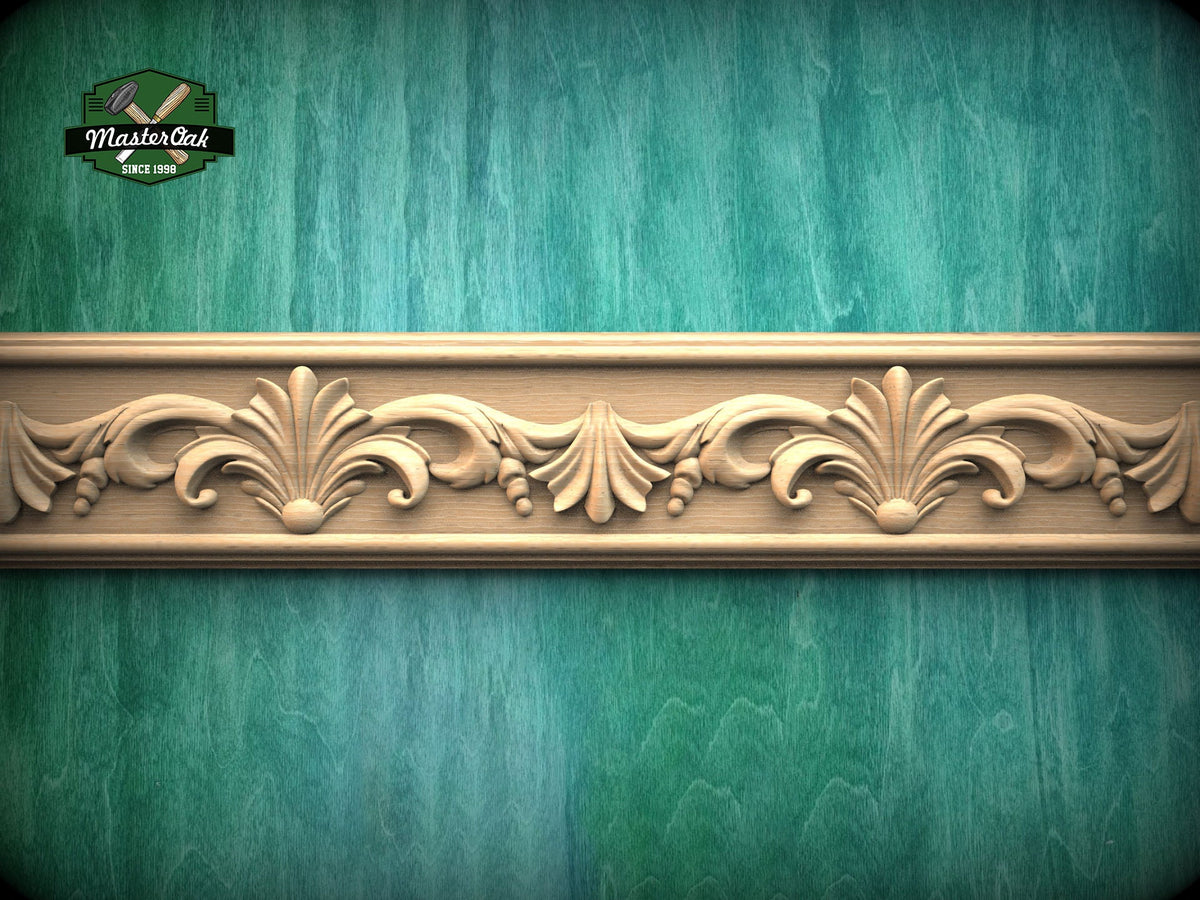 Classic Leaf Swirl Molding - Historical Acanthus Trim, 40", 1 pc, Unpainted, Unique Architectural Detail, Carved Baguette