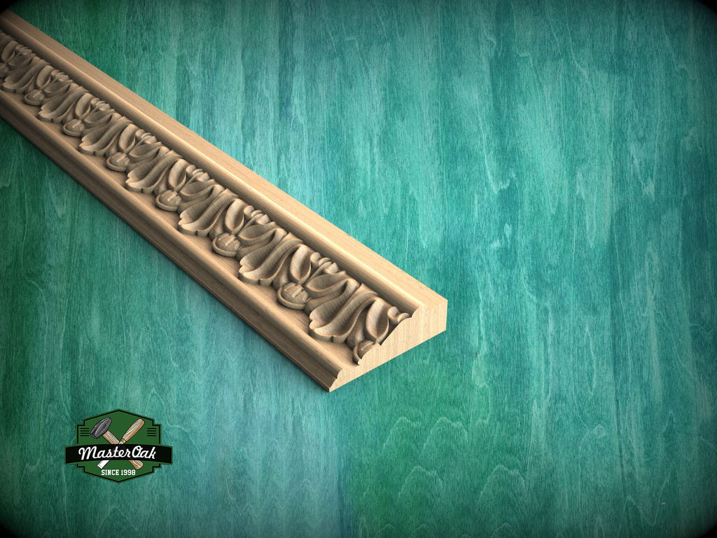 Classic Acanthus Rhythm Moulding - Greek Revival, 40" Elegant Wood Detail, 1 pc, Unpainted, Carved Baguette