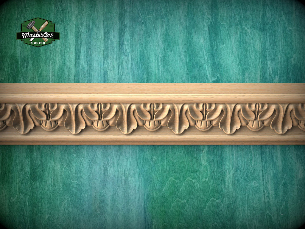 Classic Acanthus Rhythm Moulding - Greek Revival, 40" Elegant Wood Detail, 1 pc, Unpainted, Carved Baguette
