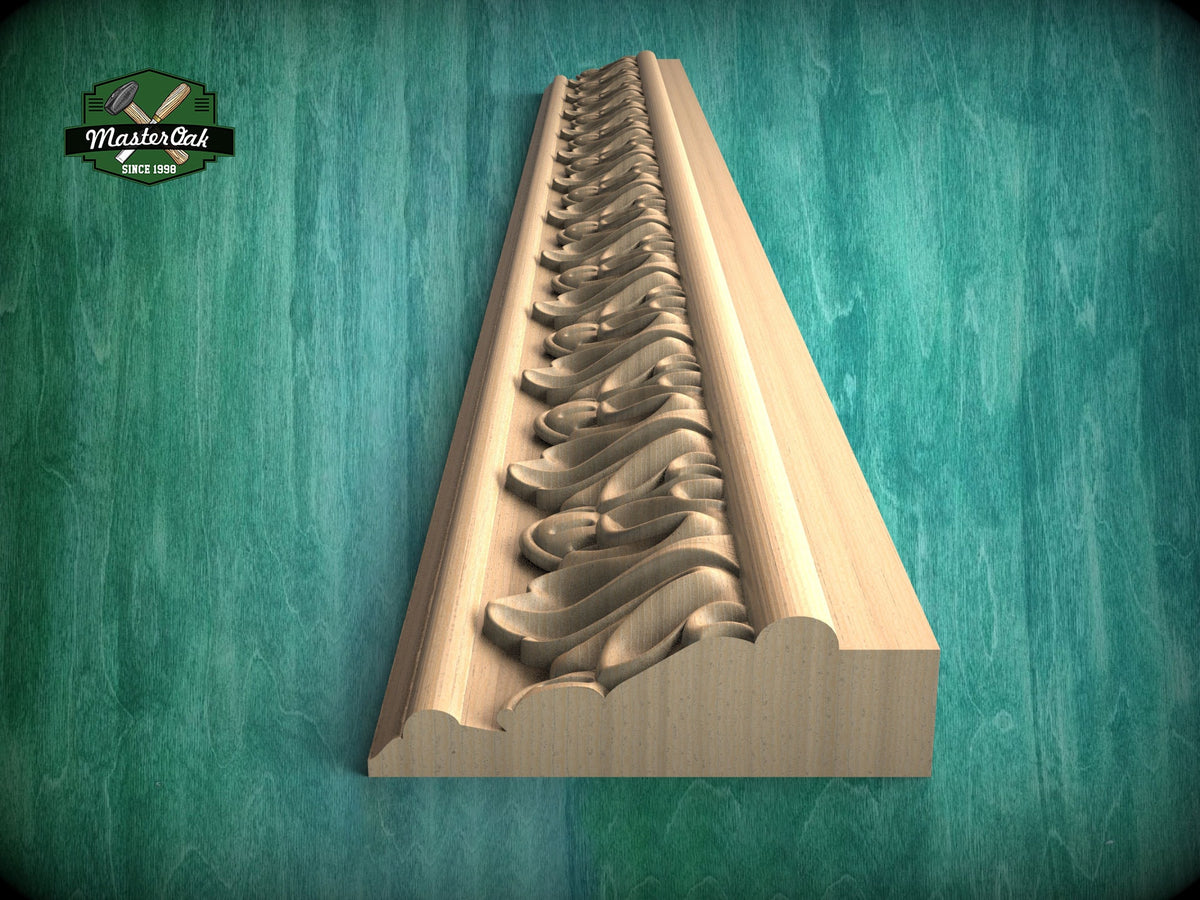 Classic Acanthus Rhythm Moulding - Greek Revival, 40" Elegant Wood Detail, 1 pc, Unpainted, Carved Baguette