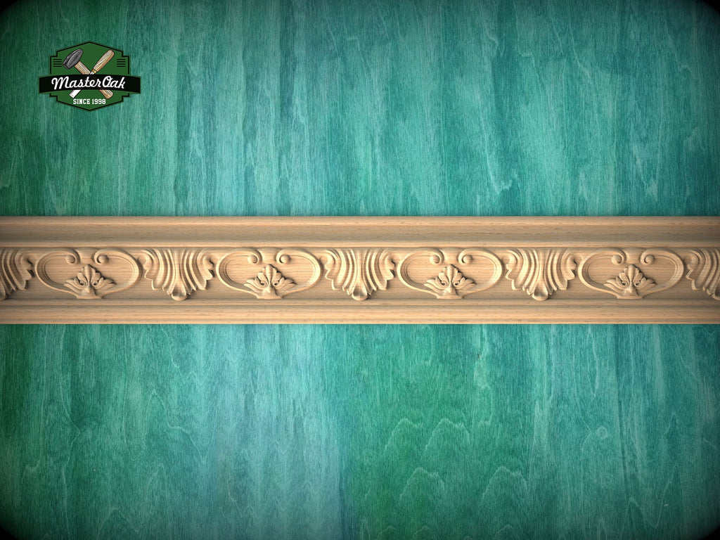 Regal Acanthus Scroll Molding - Architectural Grandeur,  40" Decorative wooden moulding for cornices and friezes, 1 pc, Unpainted, Baguette