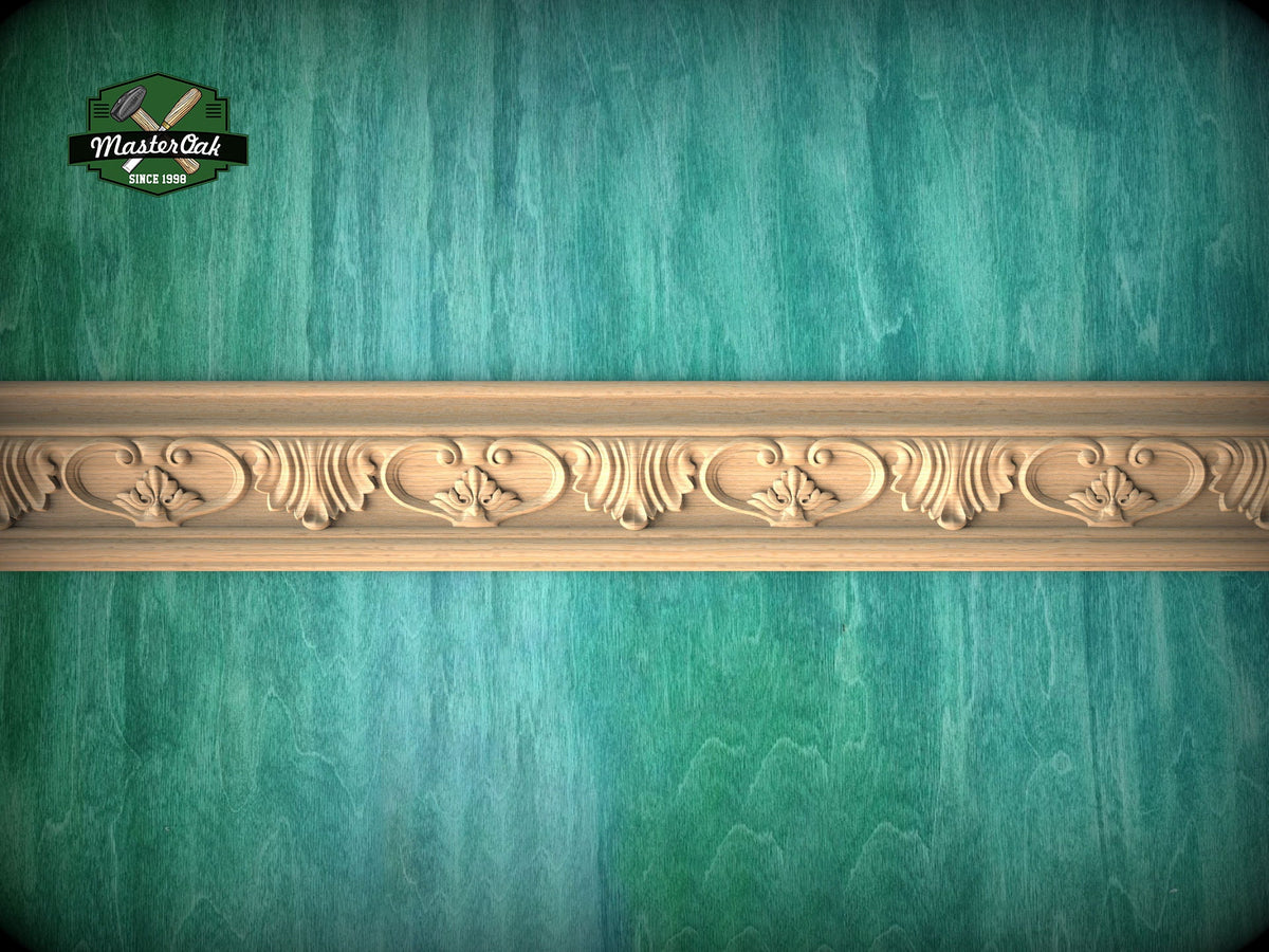 Regal Acanthus Scroll Molding - Architectural Grandeur,  40" Decorative wooden moulding for cornices and friezes, 1 pc, Unpainted, Baguette