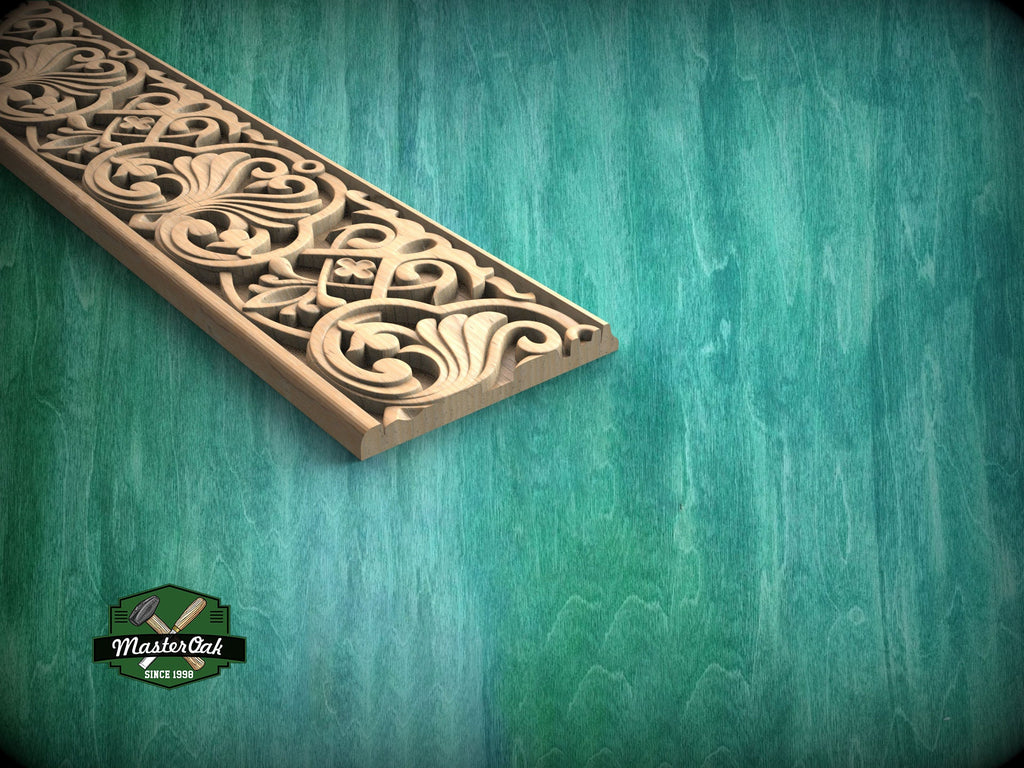 Baroque Heart Scroll Wood Molding – Classic Ornate Carved Design,  40", 1 pc, Unpainted, Baguette